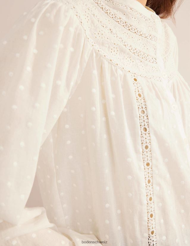 Boden Frauen Bluse mit Lochstickerei VH86PT1548 Kleidung Elfenbein