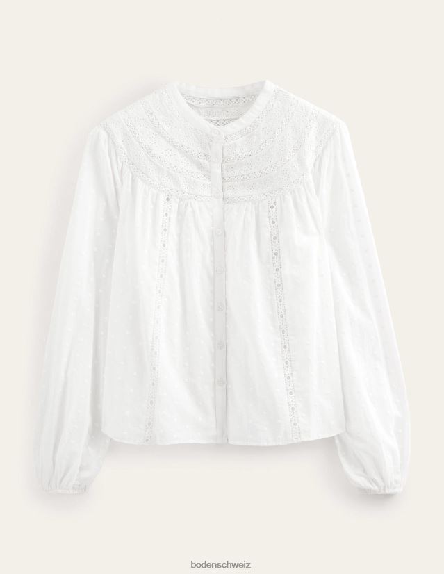 Boden Frauen Bluse mit Lochstickerei VH86PT1548 Kleidung Elfenbein