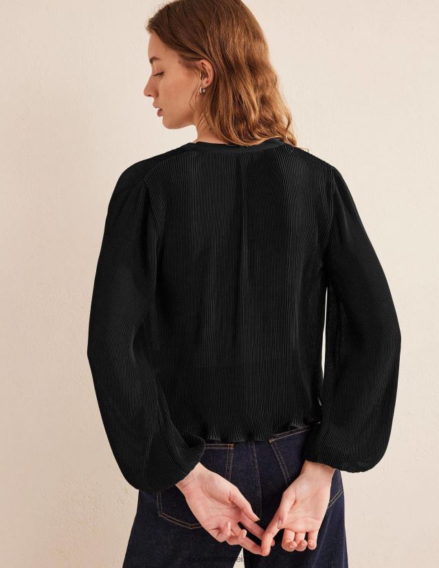 Boden Frauen Bluse mit Plisseefalten VH86PT1389 Kleidung Schwarz