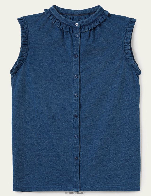 Boden Frauen Daphne-Rüschenärmelloses Hemd VH86PT2402 Kleidung mittleres Indigo