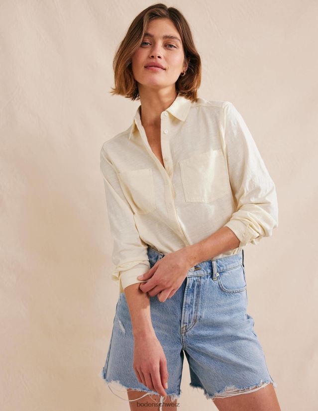 Boden Frauen Hemd aus Baumwolljersey VH86PT1538 Kleidung Dorset-Creme