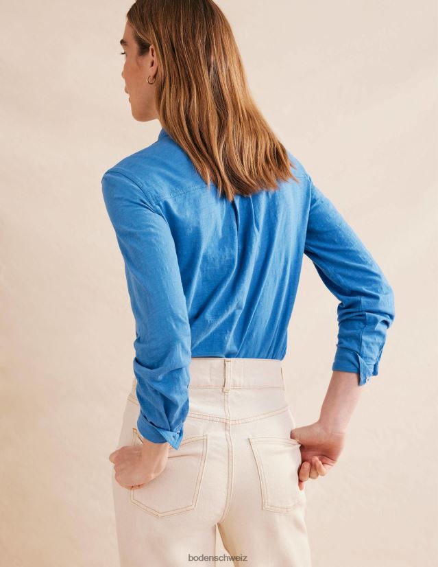 Boden Frauen Hemd aus Baumwolljersey VH86PT2186 Kleidung Porzellanblau