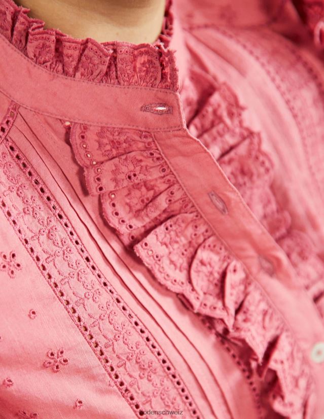 Boden Frauen Hemd mit Iris-Stickerei VH86PT2425 Kleidung staubiges Rot