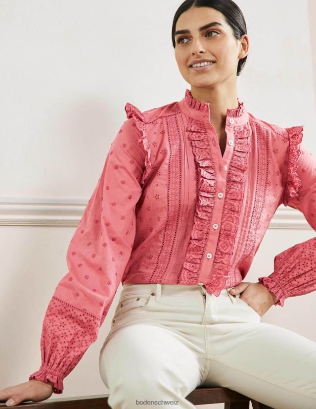 Boden Frauen Hemd mit Iris-Stickerei VH86PT2425 Kleidung staubiges Rot