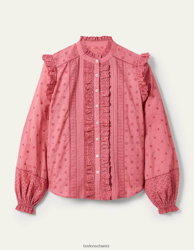 Boden Frauen Hemd mit Iris-Stickerei VH86PT2425 Kleidung staubiges Rot