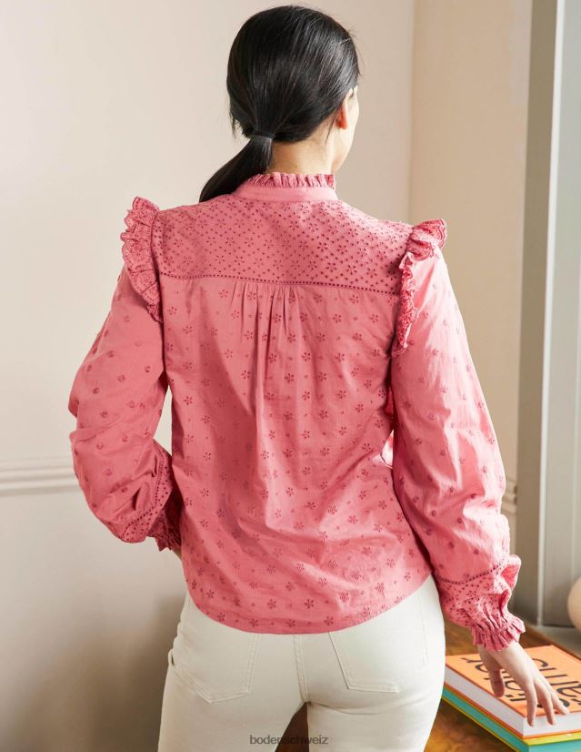 Boden Frauen Hemd mit Iris-Stickerei VH86PT2425 Kleidung staubiges Rot