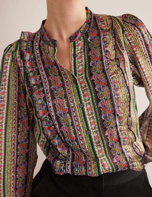 Boden Frauen Hemd mit Rüschendruck VH86PT1858 Kleidung Multi- und Nelkenblüte
