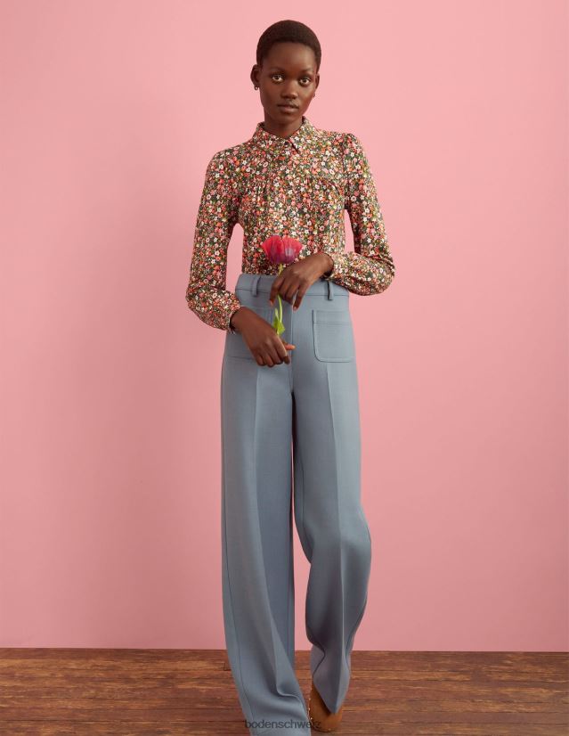 Boden Frauen Hemd mit gerafften Details VH86PT2395 Kleidung Viel- und Blümchenwiese