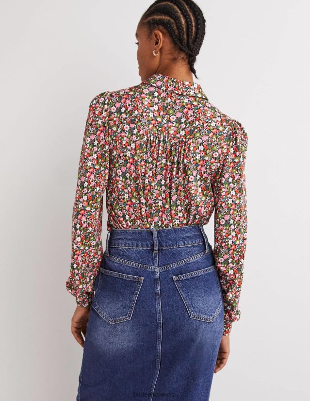 Boden Frauen Hemd mit gerafften Details VH86PT2395 Kleidung Viel- und Blümchenwiese