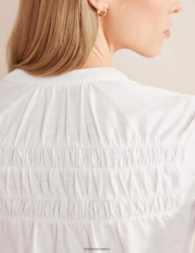 Boden Frauen Hemd mit geraffter Passe VH86PT1920 Kleidung Weiß