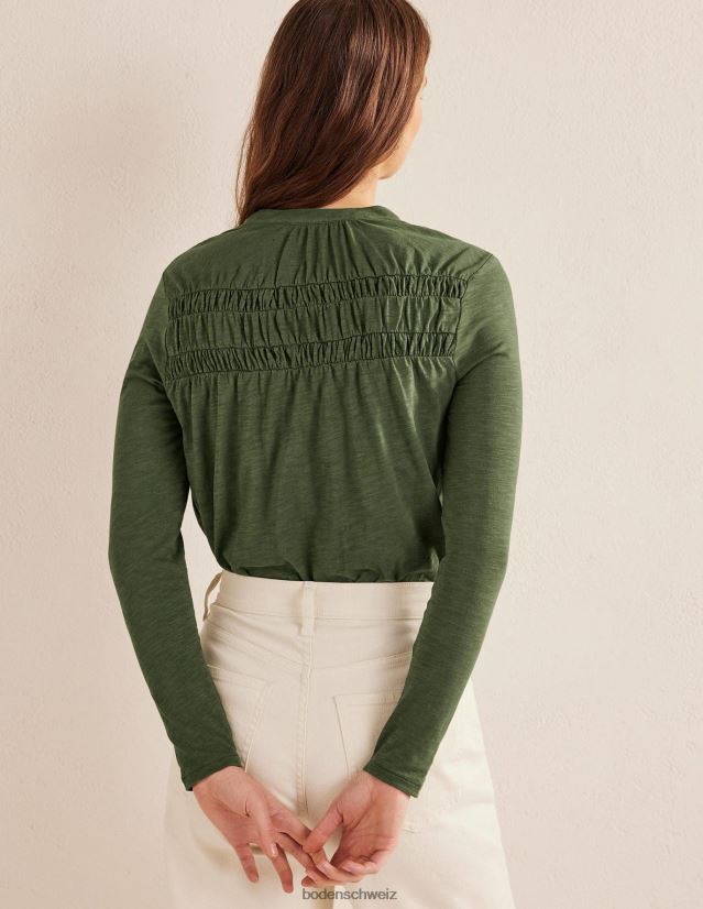Boden Frauen Hemd mit geraffter Passe VH86PT1961 Kleidung Grünkohl