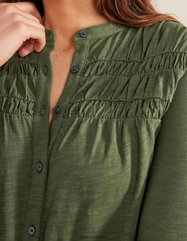 Boden Frauen Hemd mit geraffter Passe VH86PT1961 Kleidung Grünkohl