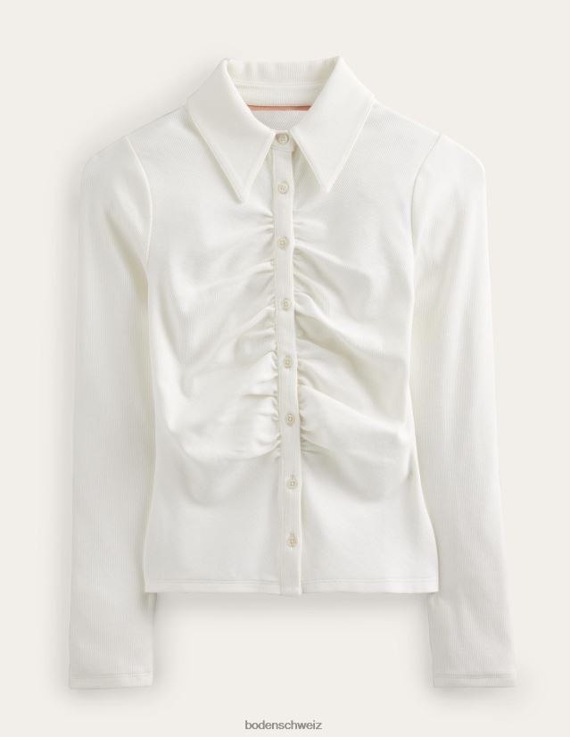 Boden Frauen Jerseyhemd mit geraffter Vorderseite VH86PT1695 Kleidung Elfenbein