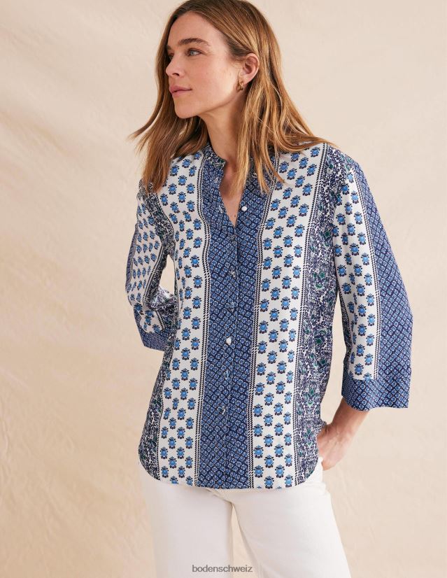 Boden Frauen Lässige Bluse mit weiten Ärmeln VH86PT1115 Kleidung preußischblaues & zierliches Blümchen