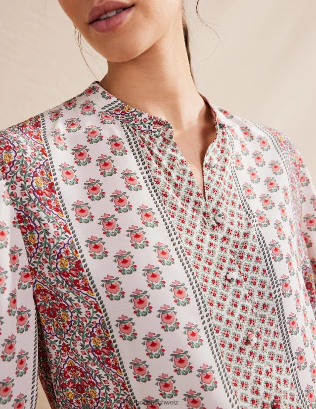 Boden Frauen Lässige Bluse mit weiten Ärmeln VH86PT990 Kleidung rosafarbenes und zierliches Blümchen