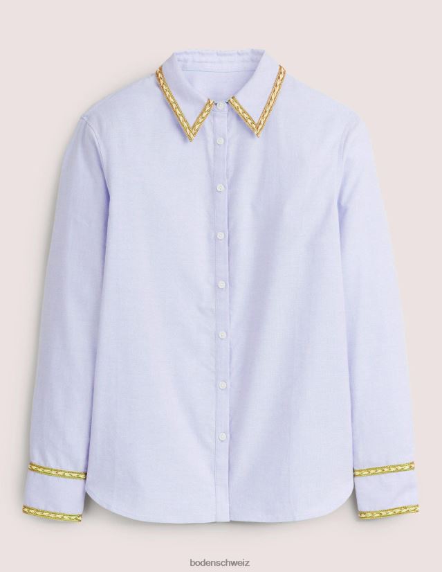 Boden Frauen Lässiges Hemd mit Goldbesatz VH86PT1597 Kleidung Chambray und Metallic
