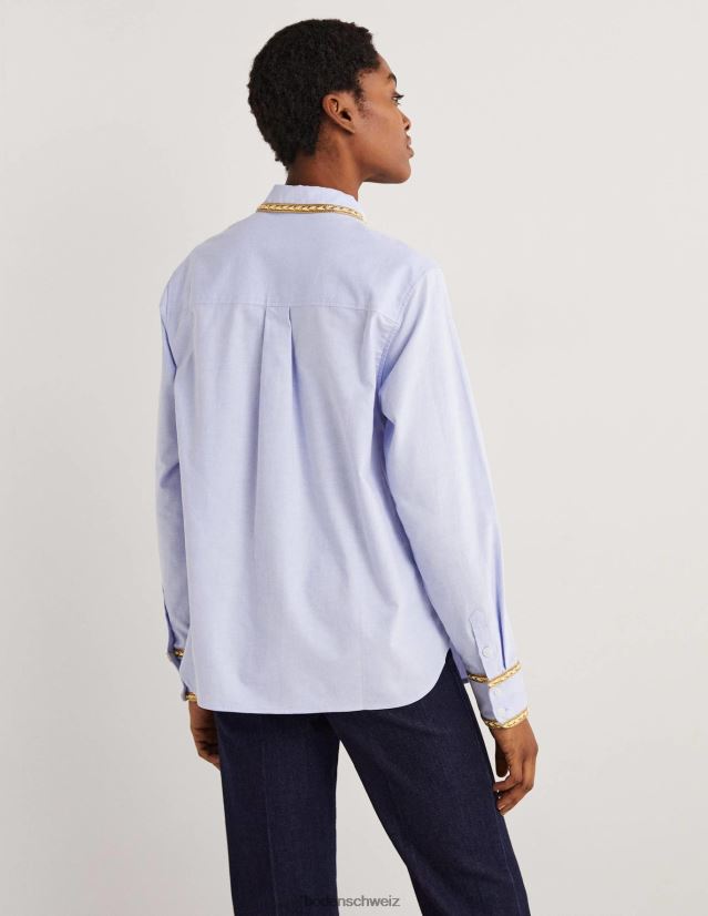 Boden Frauen Lässiges Hemd mit Goldbesatz VH86PT1597 Kleidung Chambray und Metallic