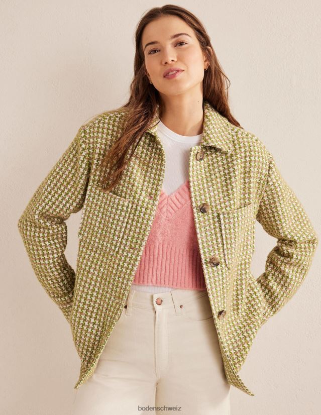 Boden Frauen Lässiges, strukturiertes Overshirt VH86PT1606 Kleidung rosa und grüner Hahnentritt