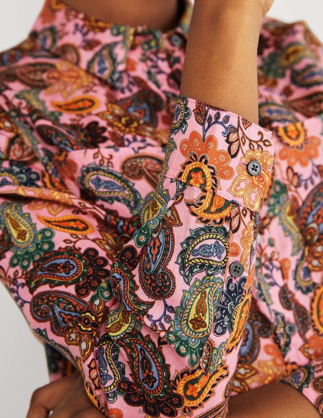 Boden Frauen Leinenhemd VH86PT2034 Kleidung Kirschblüten- und Paisley-Charme