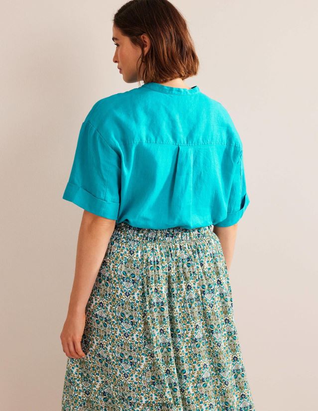 Boden Frauen Leinenhemd mit Kimonoärmeln VH86PT1127 Kleidung Edelstein