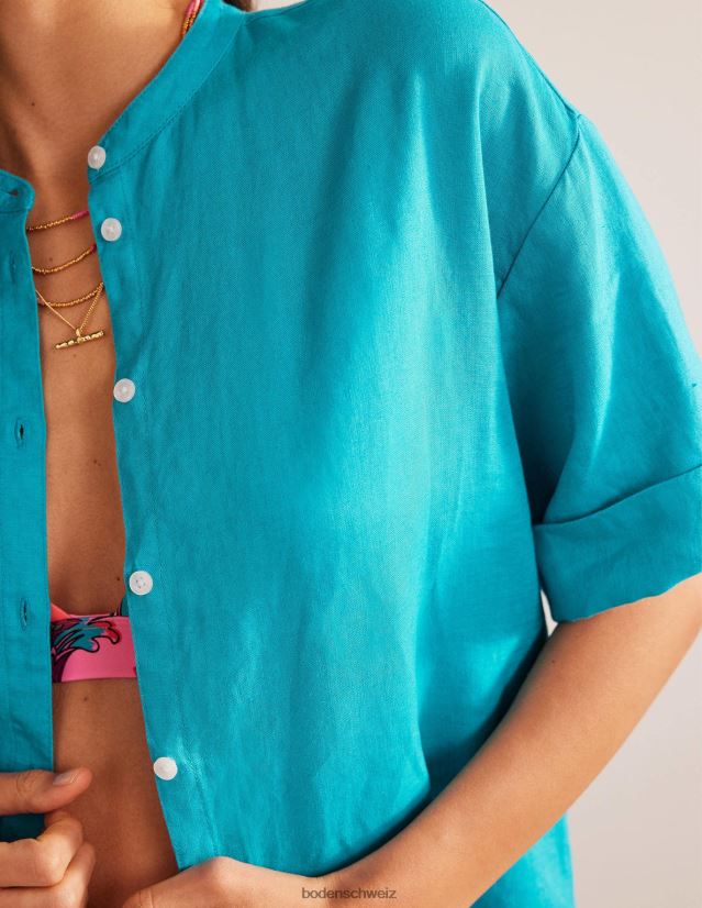 Boden Frauen Leinenhemd mit Kimonoärmeln VH86PT1127 Kleidung Edelstein
