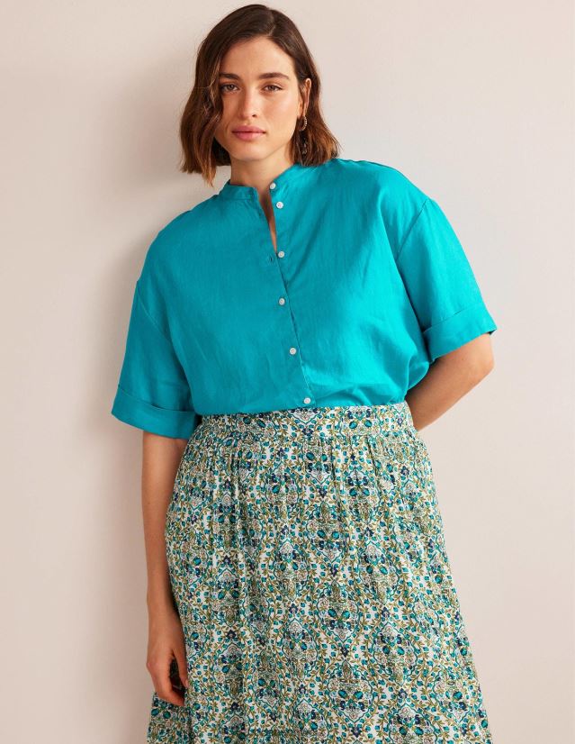 Boden Frauen Leinenhemd mit Kimonoärmeln VH86PT1127 Kleidung Edelstein