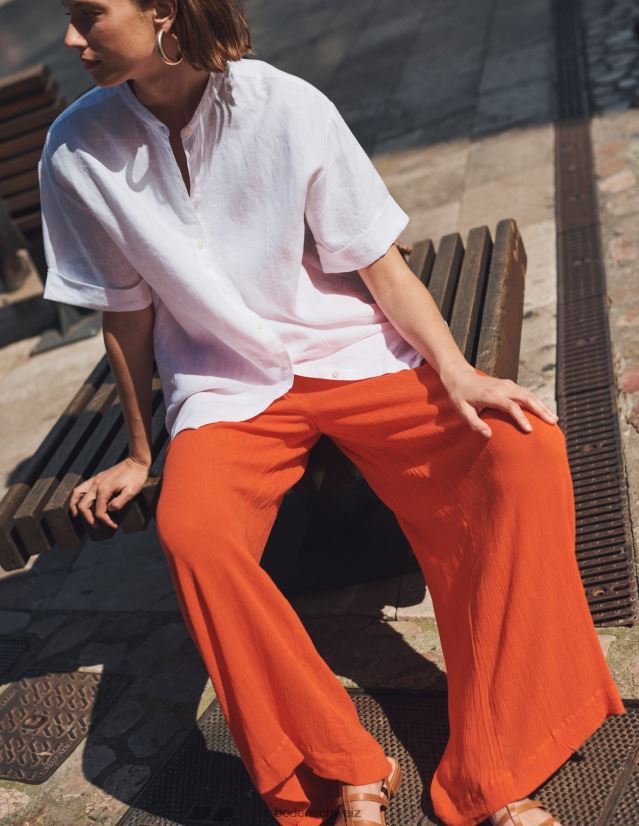 Boden Frauen Leinenhemd mit Kimonoärmeln VH86PT2497 Kleidung Weiß