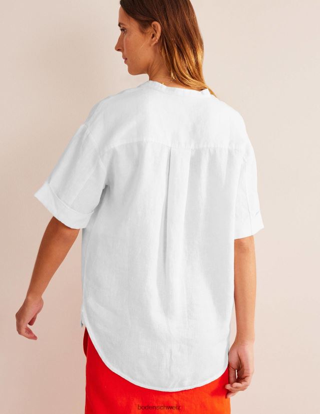 Boden Frauen Leinenhemd mit Kimonoärmeln VH86PT2497 Kleidung Weiß