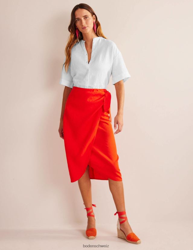 Boden Frauen Leinenhemd mit Kimonoärmeln VH86PT2497 Kleidung Weiß