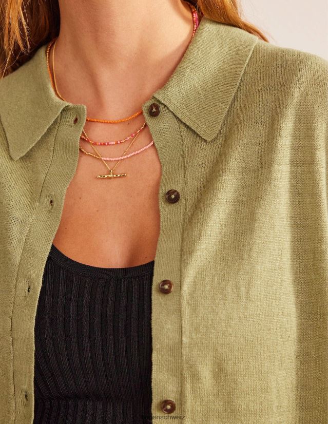 Boden Frauen Leinenstrickhemd mit Kragen VH86PT2240 Kleidung Flussschilf