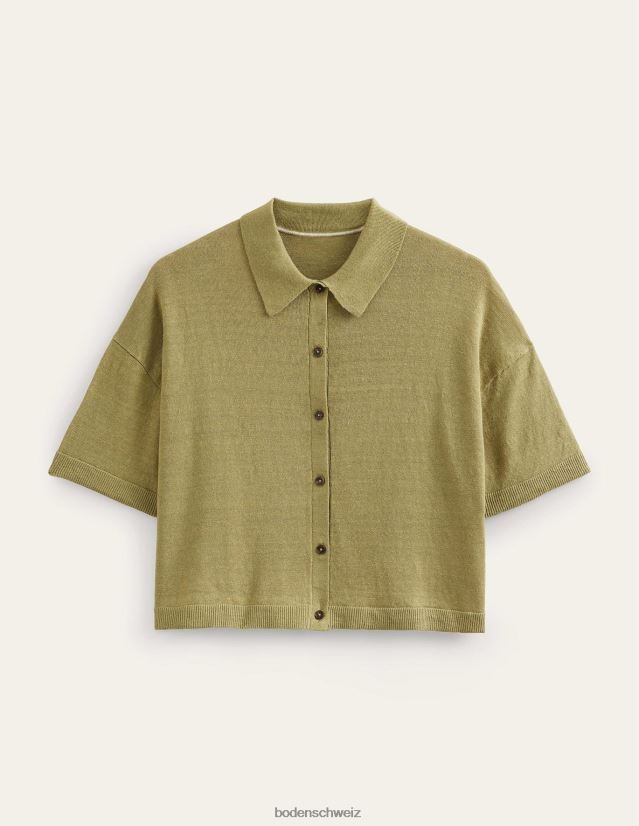 Boden Frauen Leinenstrickhemd mit Kragen VH86PT2240 Kleidung Flussschilf