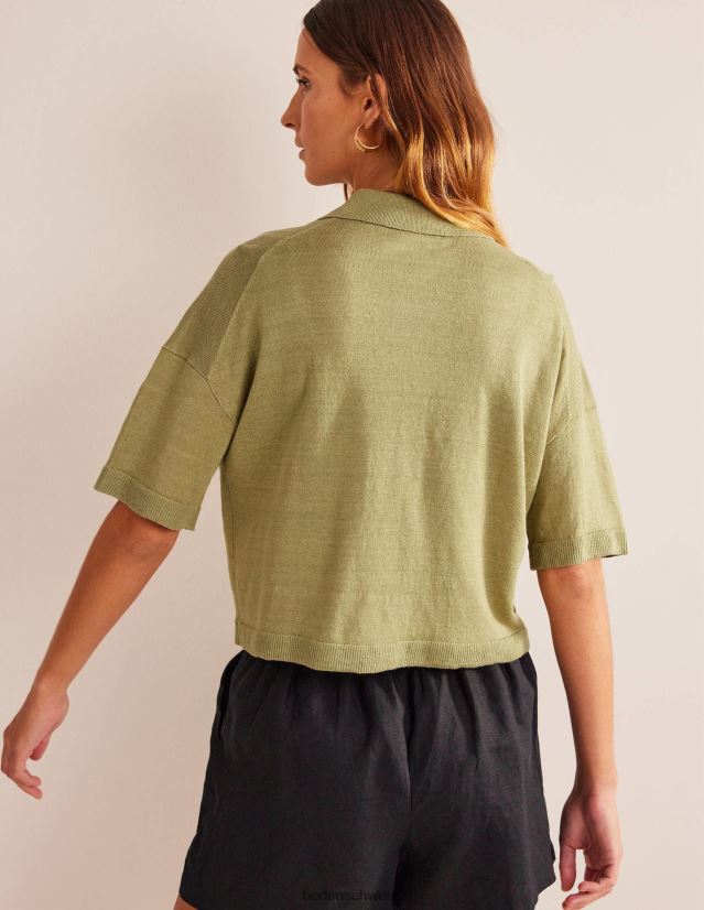 Boden Frauen Leinenstrickhemd mit Kragen VH86PT2240 Kleidung Flussschilf