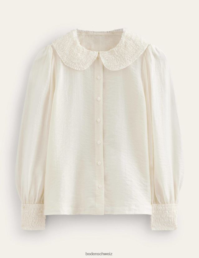 Boden Frauen Organzahemd mit Rüschendetail VH86PT1288 Kleidung Elfenbein