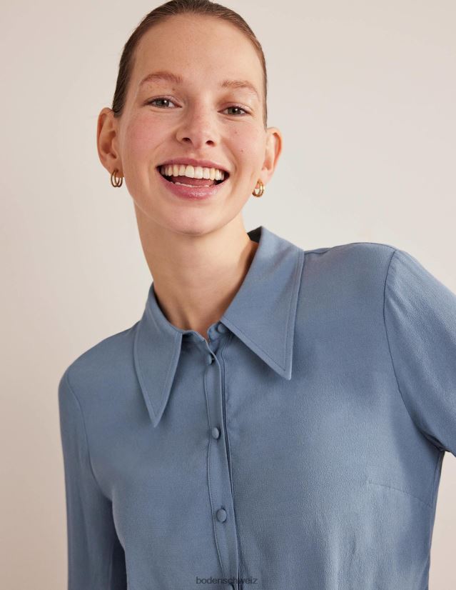 Boden Frauen Tailliertes Arbeitshemd VH86PT1726 Kleidung Kapitäne blau