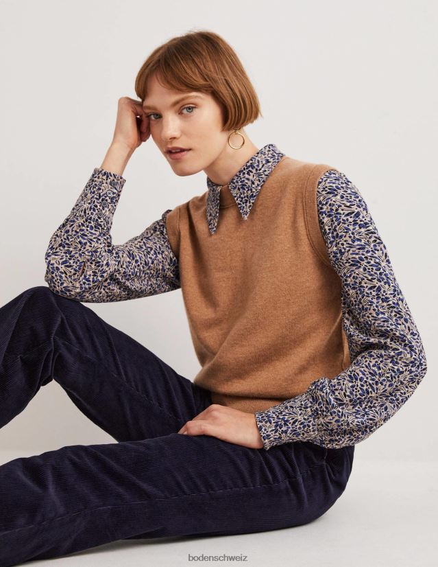 Boden Frauen Tailliertes Hemd mit Abnäher-Detail VH86PT2538 Kleidung persischer Blau- und Blattcluster