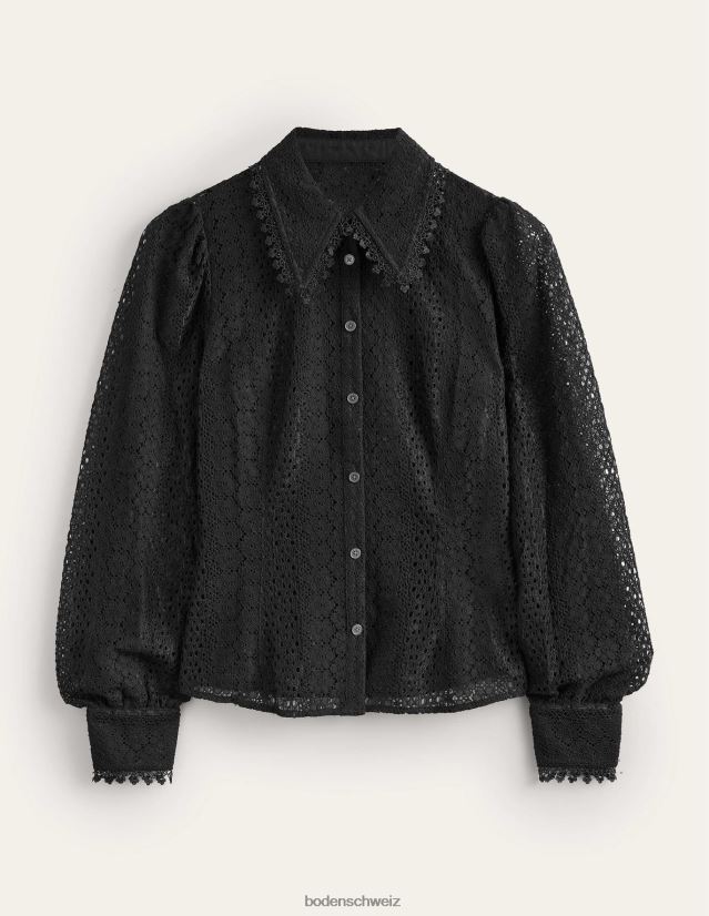 Boden Frauen Tailliertes Spitzenhemd VH86PT1728 Kleidung Schwarz