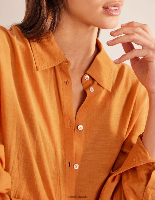 Boden Frauen Urlaubs-Longline-Shirt VH86PT1801 Kleidung Gold ernten