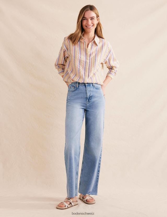 Boden Frauen übergroßes Baumwollhemd VH86PT1046 Kleidung Metallic-Mehrstreifen