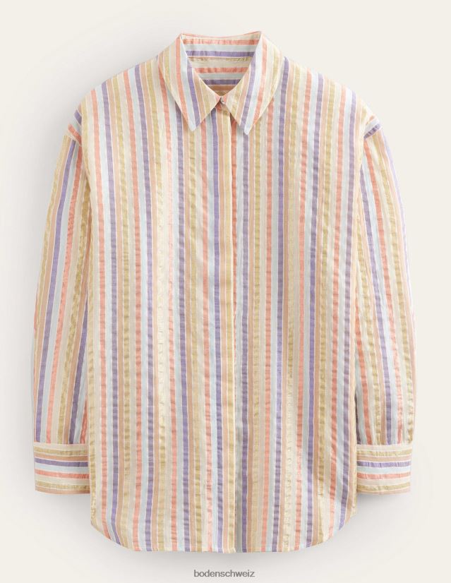 Boden Frauen übergroßes Baumwollhemd VH86PT1046 Kleidung Metallic-Mehrstreifen