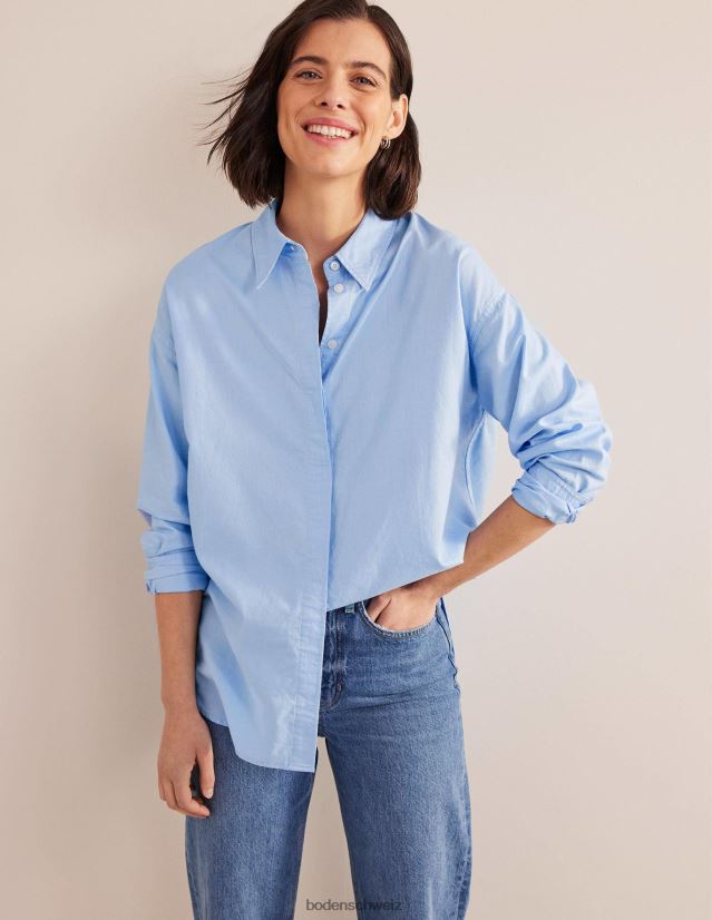 Boden Frauen übergroßes Baumwollhemd VH86PT1276 Kleidung Chambray-Oxford