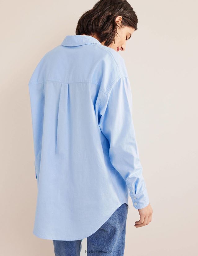 Boden Frauen übergroßes Baumwollhemd VH86PT1276 Kleidung Chambray-Oxford