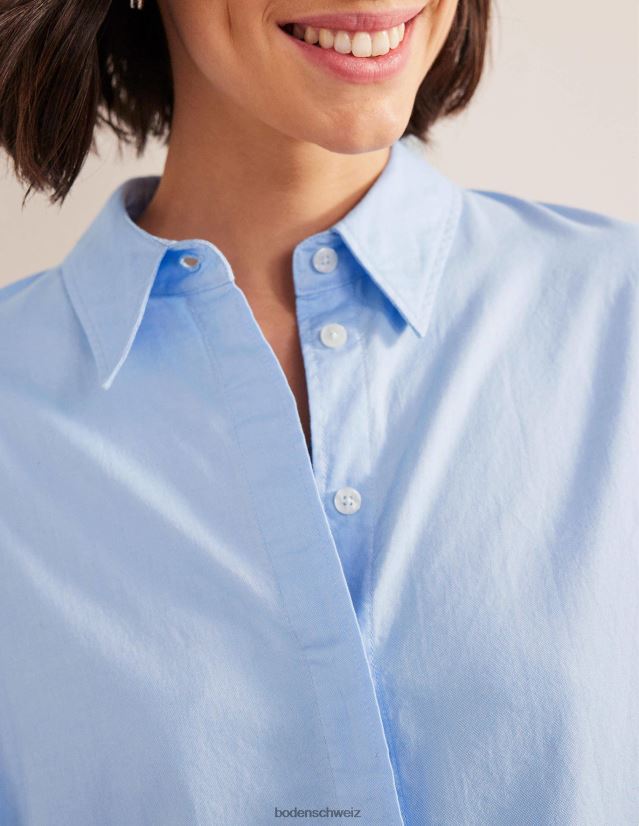 Boden Frauen übergroßes Baumwollhemd VH86PT1276 Kleidung Chambray-Oxford