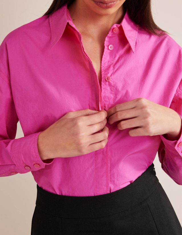Boden Frauen übergroßes Baumwollhemd VH86PT1750 Kleidung Fuchsia-Fedora