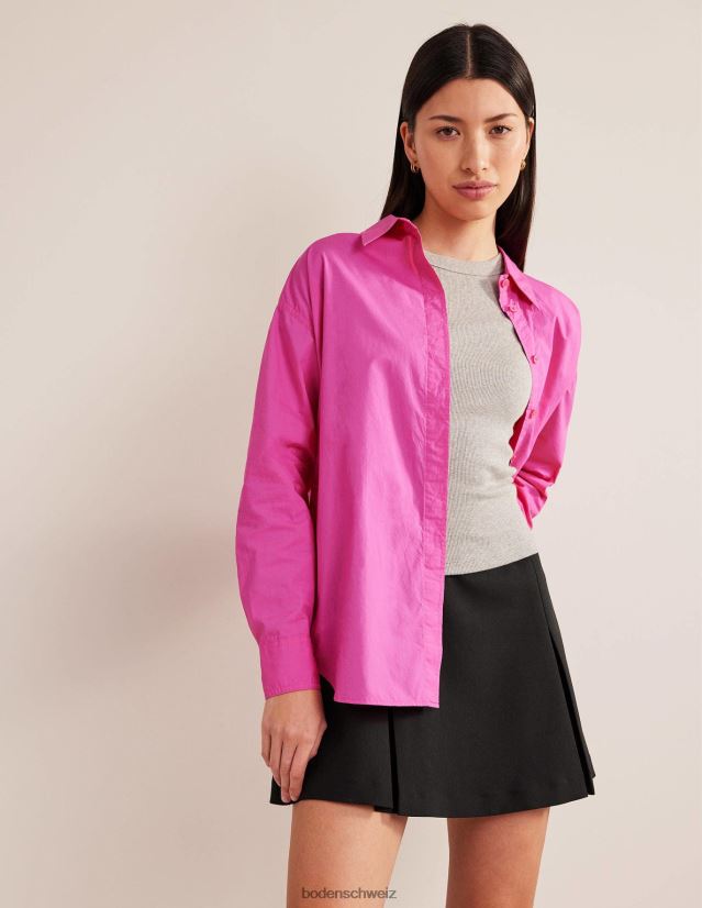 Boden Frauen übergroßes Baumwollhemd VH86PT1750 Kleidung Fuchsia-Fedora