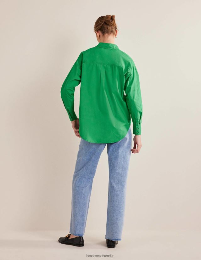 Boden Frauen übergroßes Baumwollhemd VH86PT1847 Kleidung grüne Biene