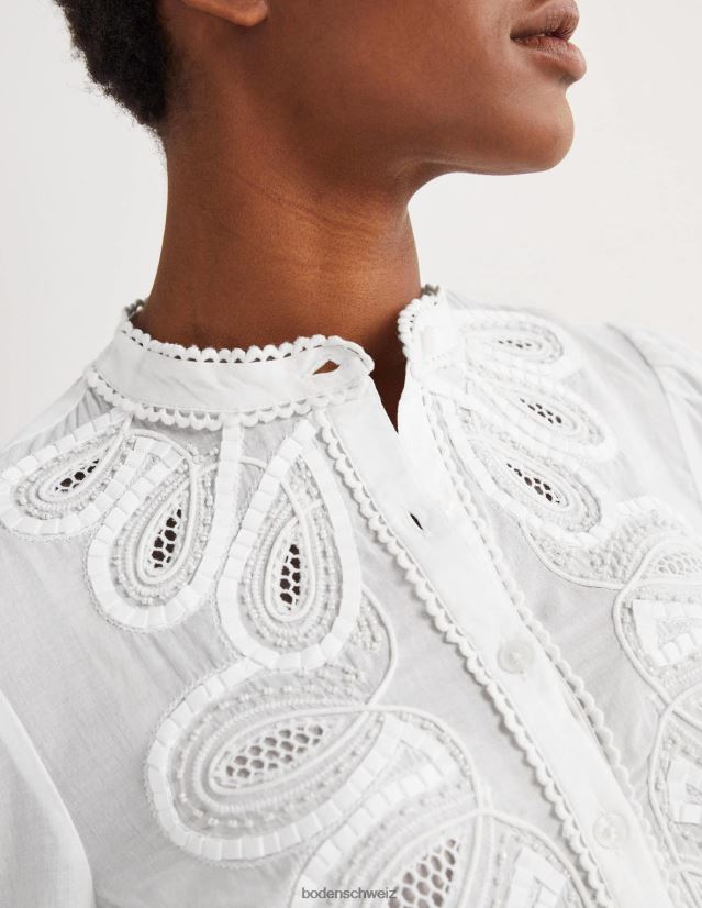 Boden Frauen besticktes Hemd VH86PT1782 Kleidung Weiß