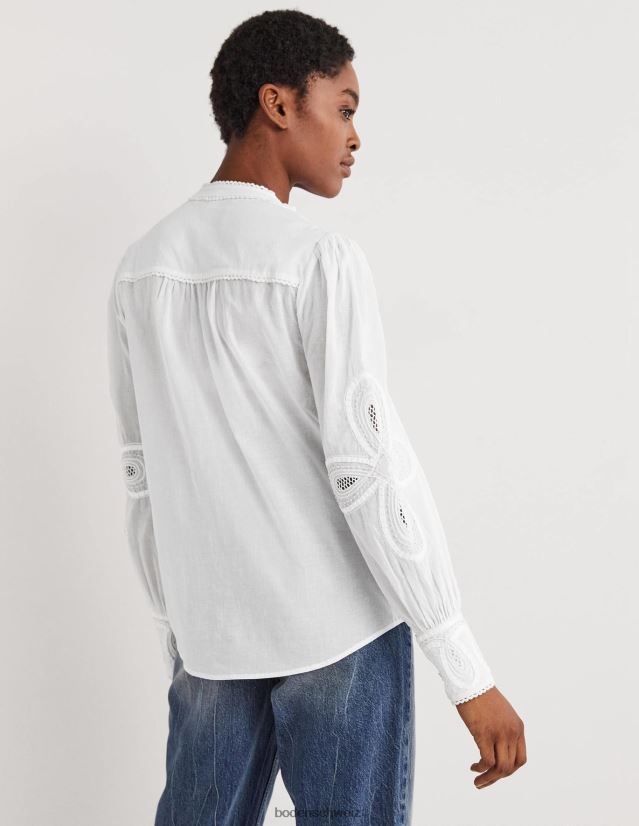 Boden Frauen besticktes Hemd VH86PT1782 Kleidung Weiß