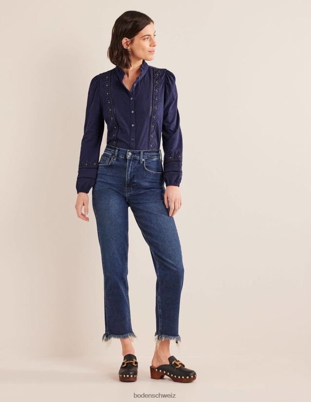 Boden Frauen besticktes Jerseyhemd VH86PT2534 Kleidung Marine