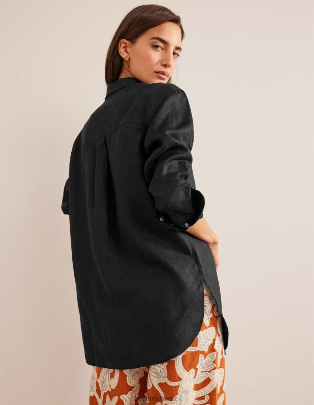 Boden Frauen entspanntes Leinenhemd VH86PT2093 Kleidung Schwarz