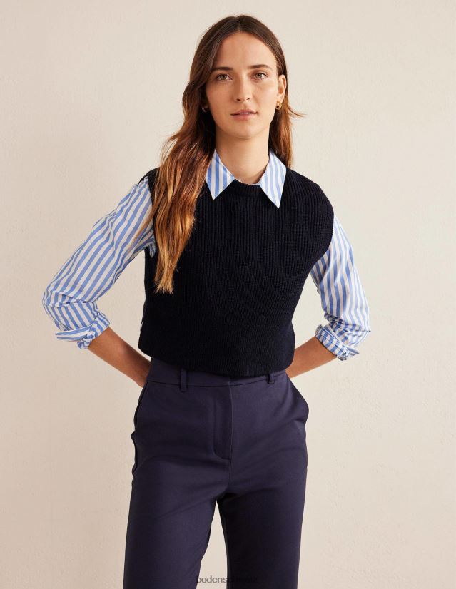 Boden Frauen gerades Baumwollhemd VH86PT1041 Kleidung Traubenhyazinthenstreifen